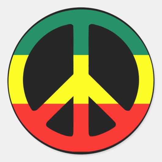 Rasta Peace Sign Ronde Sticker (Voorkant)