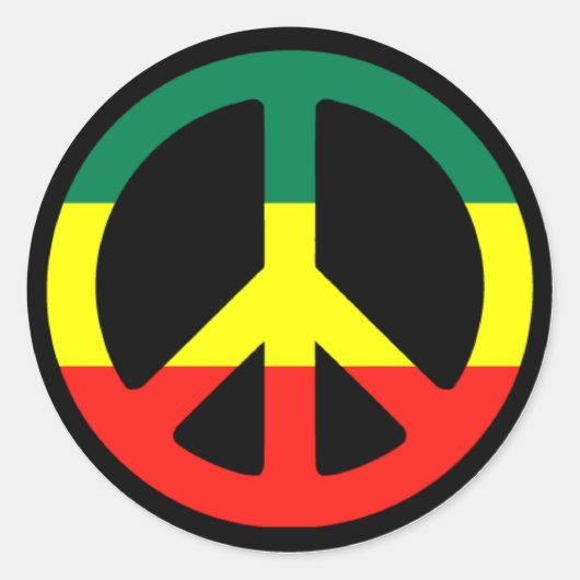 Rasta Peace Sign Ronde Sticker (Voorkant)