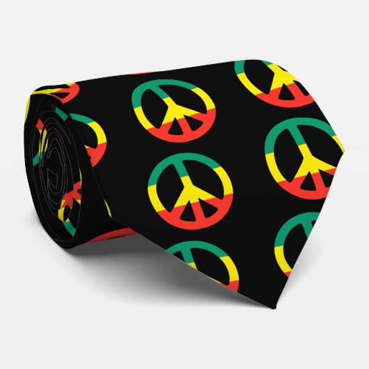 Rasta Peace Sign Stropdas (Opgerold)