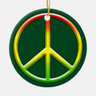 Rasta Peace Symbol Kerstmis! Keramisch Ornament
