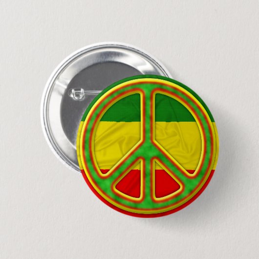 Rasta Peace Symbol Ronde Button 5,7 Cm (Voorkant /achterkant)