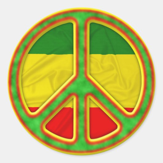 Rasta Peace Symbol Ronde Sticker (Voorkant)