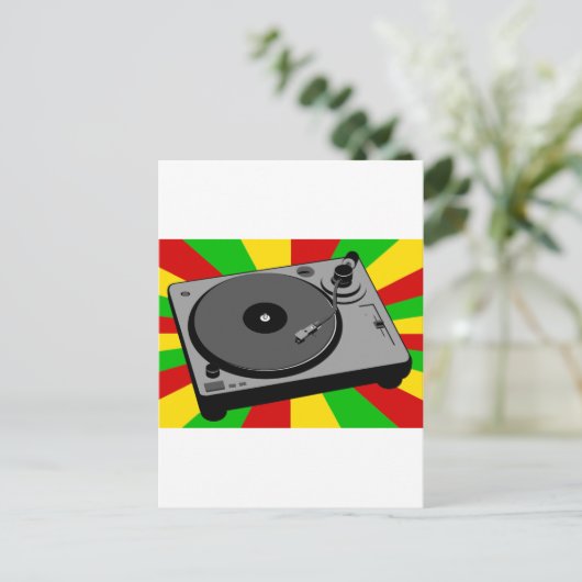 Rasta Platenspeler Briefkaart (Staand voorkant)