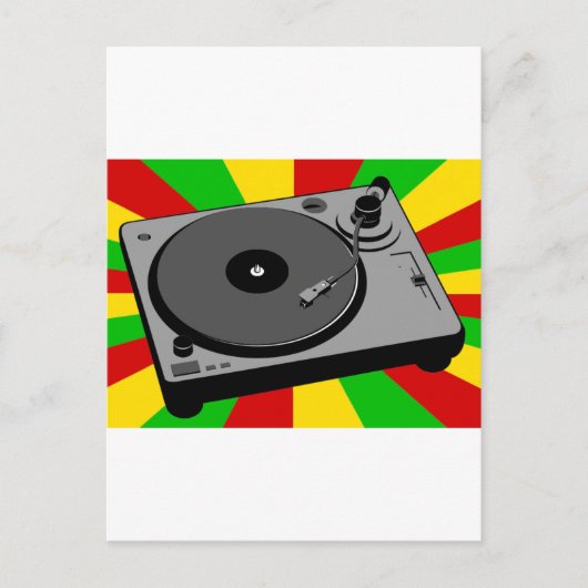Rasta Platenspeler Briefkaart (Voorkant)