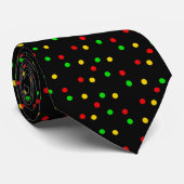 Rasta Polka Dots on Black Stropdas (Opgerold)