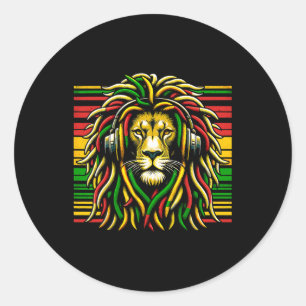 Rasta Raggae Jamaica Lion of Judah Muziek Hoofdtel Ronde Sticker