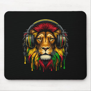 Rasta Raggae Jamaica Muziek Hoofdtelefoon Leeuw va Muismat