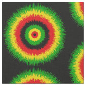 Rasta Red Yellow Green Tie Dye Circles Pattern Stof (Close Up)