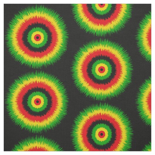 Rasta Red Yellow Green Tie Dye Circles Pattern Stof (Swatch)