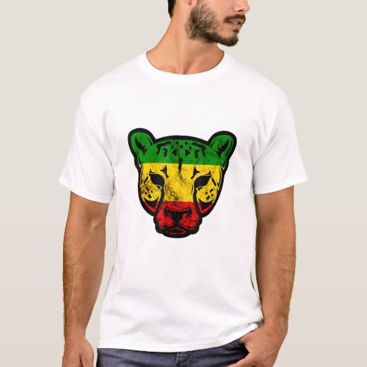 Rasta Reggae Ceetah Jamaican Pride Rastafarian Hip T-shirt (Voorkant)
