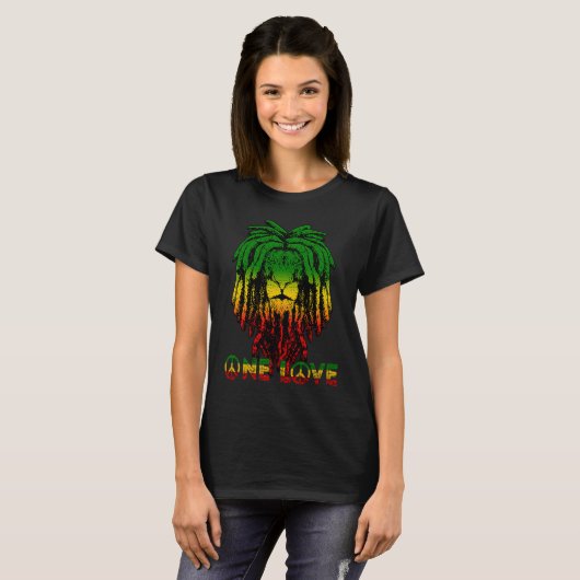 Rasta Reggae Etophian Lion Judah Rastafari Root T-shirt (Voorkant volledig)