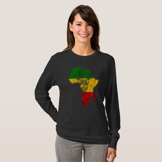 Rasta Reggae Giraffe Africa Map One Love Rastafari T-shirt (Voorkant volledig)