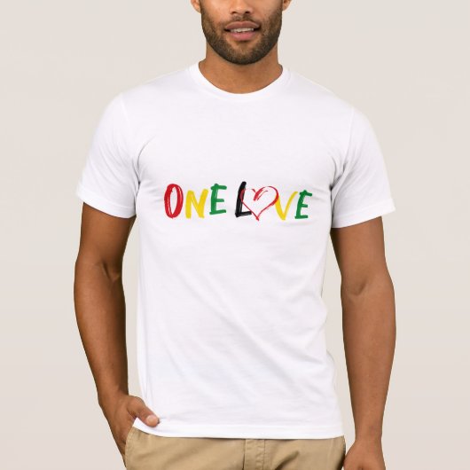 Rasta Reggae Jamaican Pride One Love T-Shirt (Voorkant)