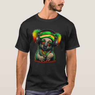 Rasta Reggae Koala Beer Hippie Reggae Muziek Hoofd T-shirt