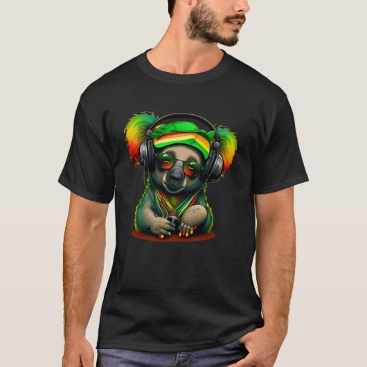 Rasta Reggae Koala Beer Hippie Reggae Muziek Hoofd T-shirt (Voorkant)