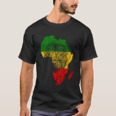 Rasta Reggae Leeuw van Juda Afrika Kaart Rastafari T-shirt (Voorkant)