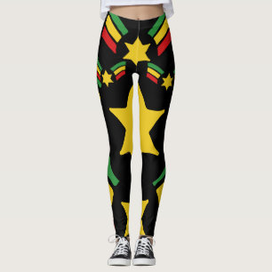 Rasta Reggae Leggings Militaire Stars Design