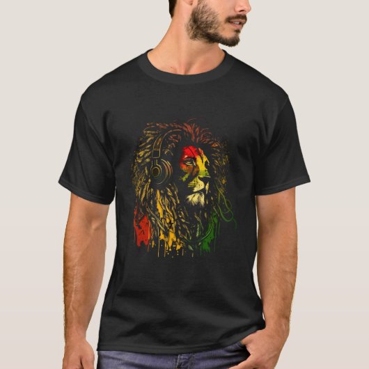 Rasta Reggae Lion Judah Jamaican Rastafar T-shirt (Voorkant)