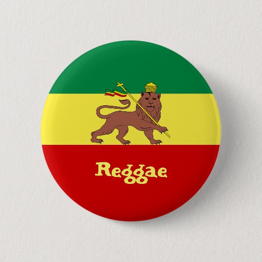 Rasta Reggae Lion Judah Ronde Button 5,7 Cm (Voorkant)