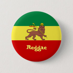 Rasta Reggae Lion Judah Ronde Button 5,7 Cm