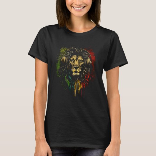 Rasta Reggae Lion Of Judah Jamaican Pride Rastafar T-shirt (Voorkant)