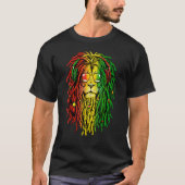 Rasta Reggae Lion Sunglass Art For Rastafarian T-shirt (Voorkant)