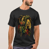 Rasta Reggae Lion With Headphones Art T-shirt (Voorkant)