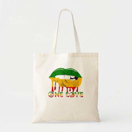 Rasta Reggae Lips Mouth Jamaicaanse Muziek One Pri Tote Bag (Voorkant)