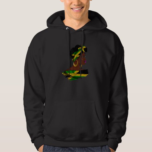 Rasta Reggae Messy Bun Hair Hippie Rastafarian Jam Hoodie (Voorkant)