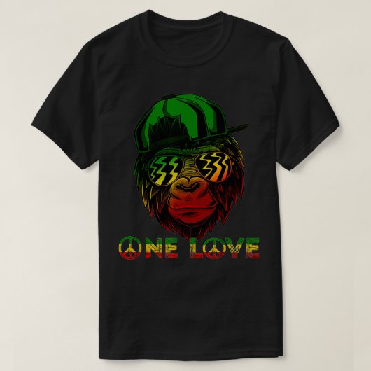 Rasta Reggae Monkey One Love Jamaica Music Headpho T-shirt (Design voorkant)