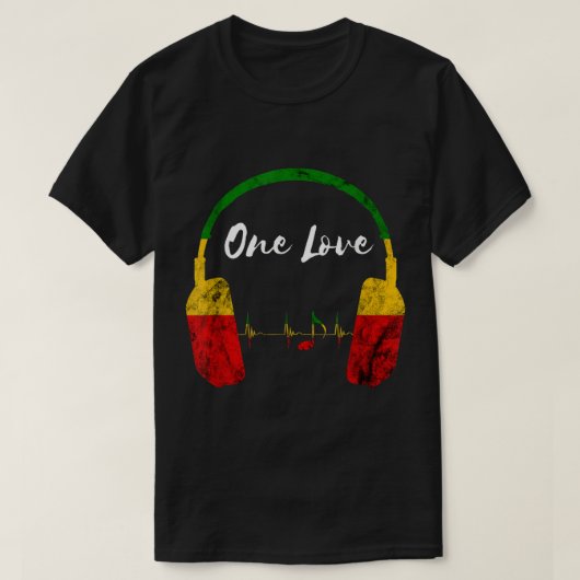 Rasta Reggae Music Headphones Jamaican Pride One L T-shirt (Design voorkant)
