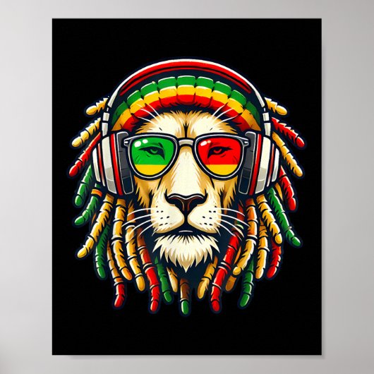 Rasta Reggae Music Lion Jamaica Poster (Voorkant)