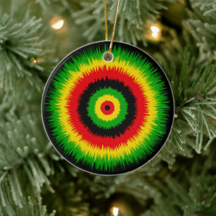 Rasta Reggae Muziek Tie Dye Rood Ziel Keramisch Ornament