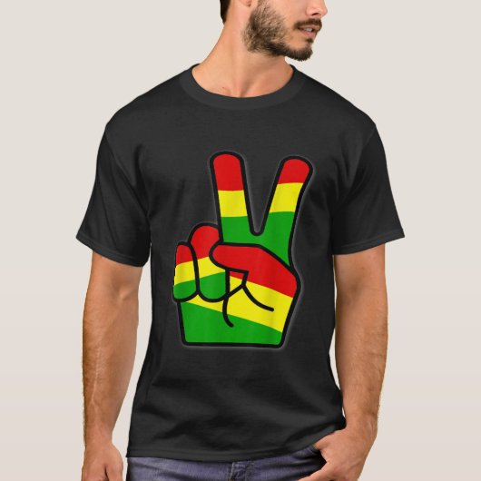 Rasta Reggae Overwinning Kleuren Kunst voor Rastaf T-shirt (Voorkant)