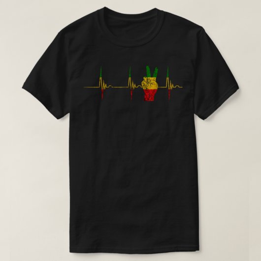 Rasta Reggae Peace Rastafari Roots Heartbeat EKG P T-shirt (Design voorkant)