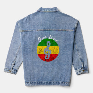 Rasta Reggae Rastafari Roots Muzieknoot One Love H Denim Jacket