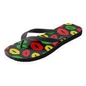 Rasta Reggae Red Gold Green Lipstick Kisses Teenslippers (Schuin)