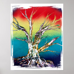 Rasta roodgeel groen imhoutboomschilderij poster