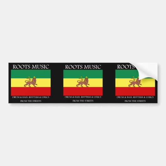 Rasta - Roots Music Ethiopia Flag Lion Judah Bumpersticker (Voorkant)