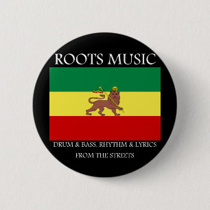 Rasta - Roots Music Ethiopia Flag Lion Judah Ronde Button 5,7 Cm