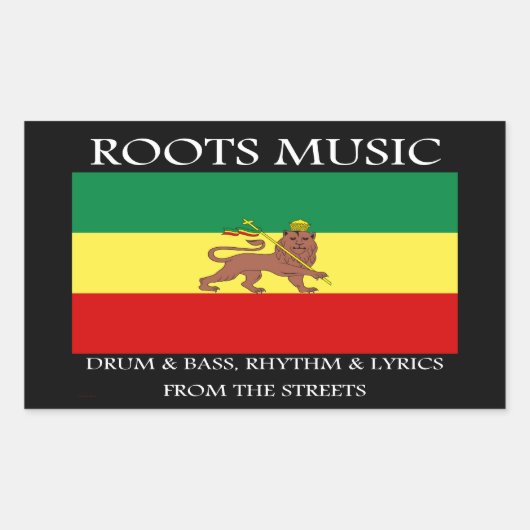 Rasta - Roots Music Ethiopia Flag Lion of Judah Rechthoekige Sticker (Voorkant)
