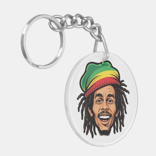 Rasta Roots & Reggae Rhythms - Iconic Bob Marley Sleutelhanger (Voorkant Links)