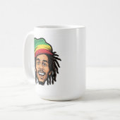 Rasta Roots & Reggae Rhythms - Iconische Bob Marle Koffiemok (Voorkant links)