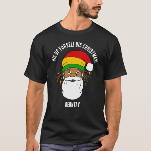 Rasta Santa Claus Vrolijk Kerstfeest T-shirt (Voorkant)