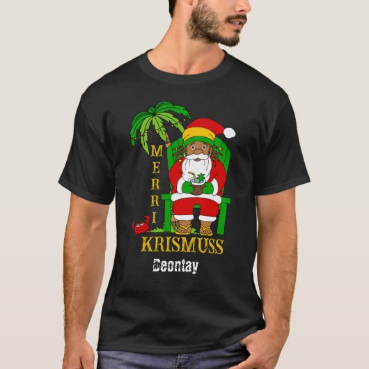 Rasta Santa Claus Vrolijke Kerstvakantie T-shirt (Voorkant)