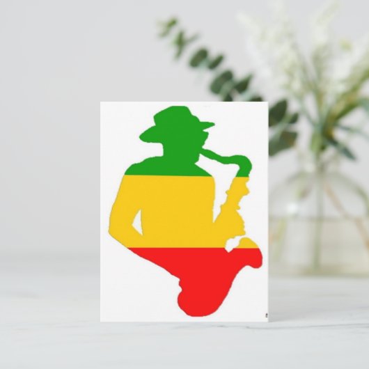 Rasta Sax Briefkaart (Staand voorkant)