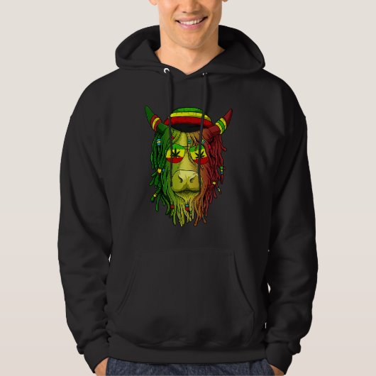 Rasta Scottish Highland Cow  Scottish Stoner Cow Hoodie (Voorkant)