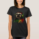 Rasta Sloth Stylish Rastafari Reggae & Jamaica Vib T-shirt (Voorkant)