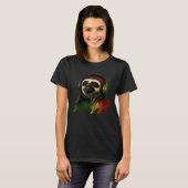 Rasta Sloth Stylish Rastafari Reggae & Jamaica Vib T-shirt (Voorkant volledig)