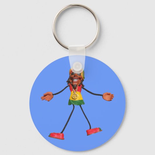 Rasta Stick Figuur met Gold Peace Sign Sleutelhanger (Voorkant)